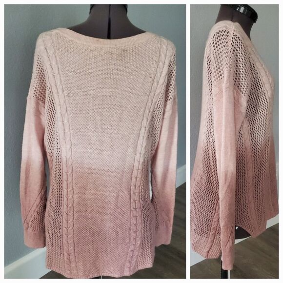 American Eagle Outfitters Sweater Women's Small Pink Ombre Split Hem Boho - Picture 2 of 7